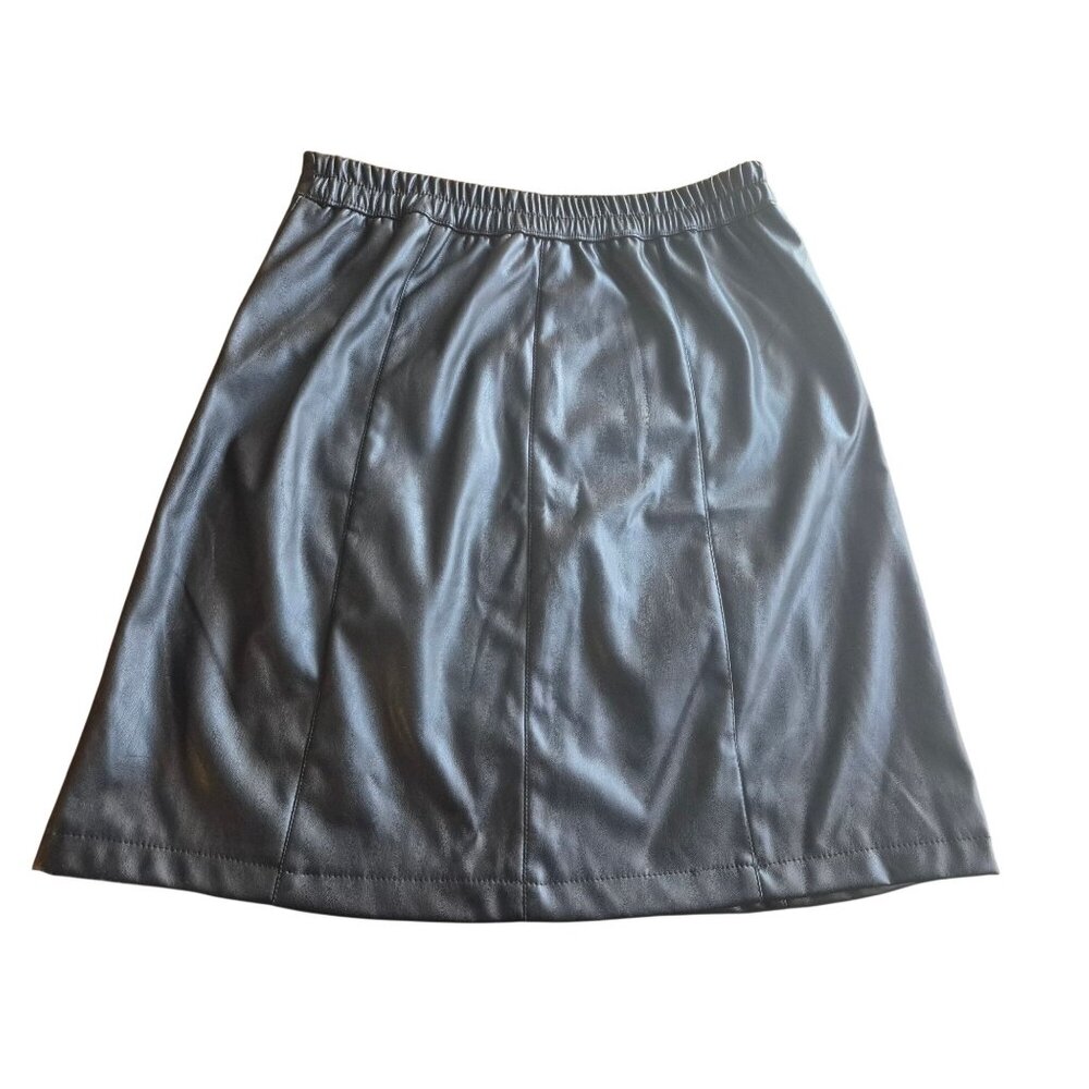Black Faux Leather Mini Skirt By Cavalini Size M - Picture 2 of 4